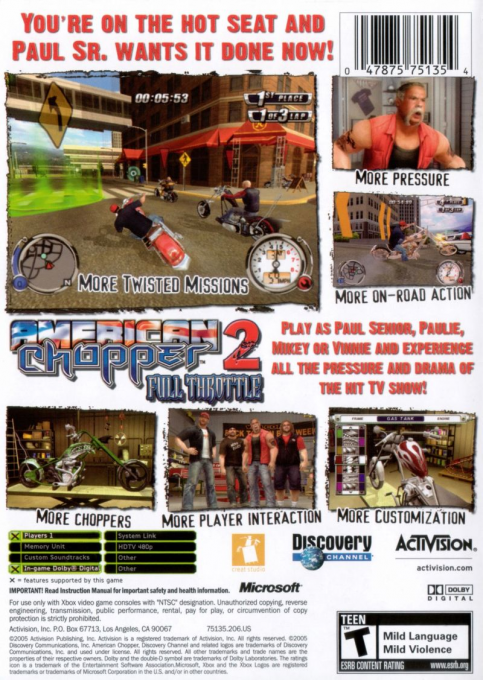 American Chopper 2 - Full Throttle — box-2D-back (US)