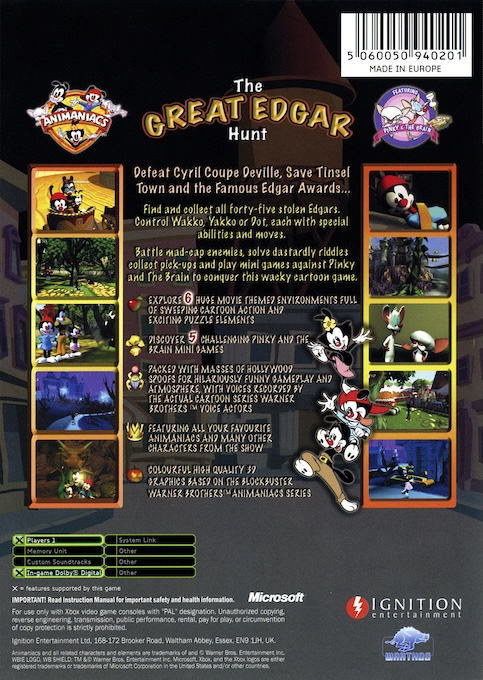 Animaniacs - The Great Edgar Hunt — box-2D-back (EU)