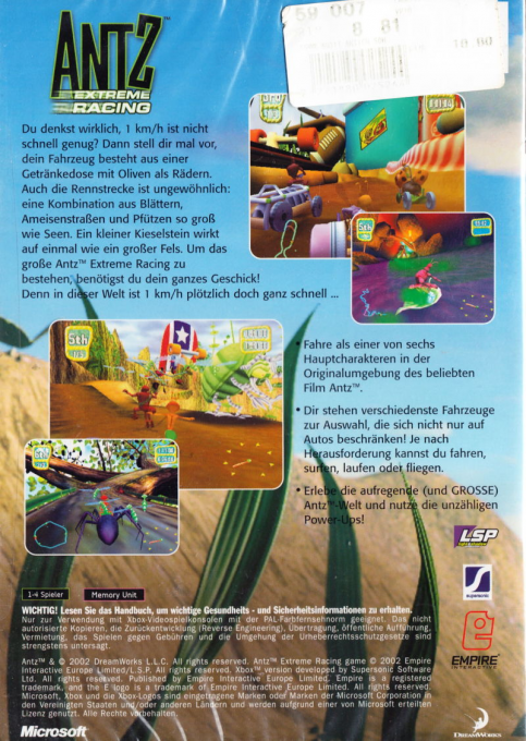 Antz Extreme Racing — box-2D-back (DE)