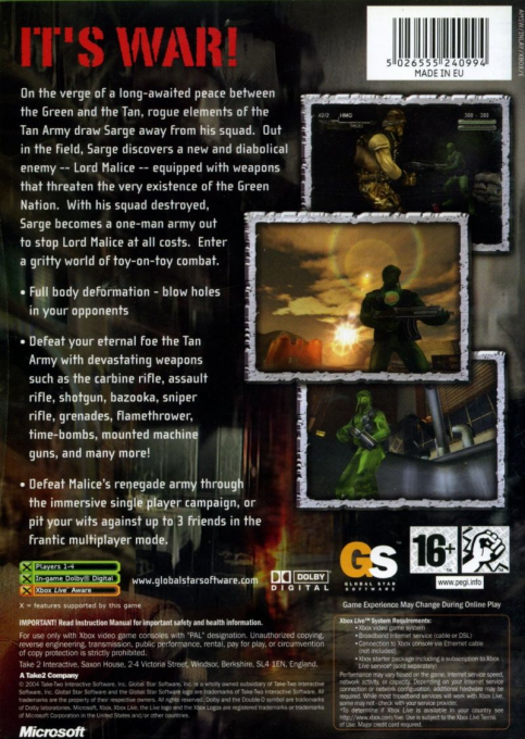 Army Men - Sarge's War — box-2D-back (EU)