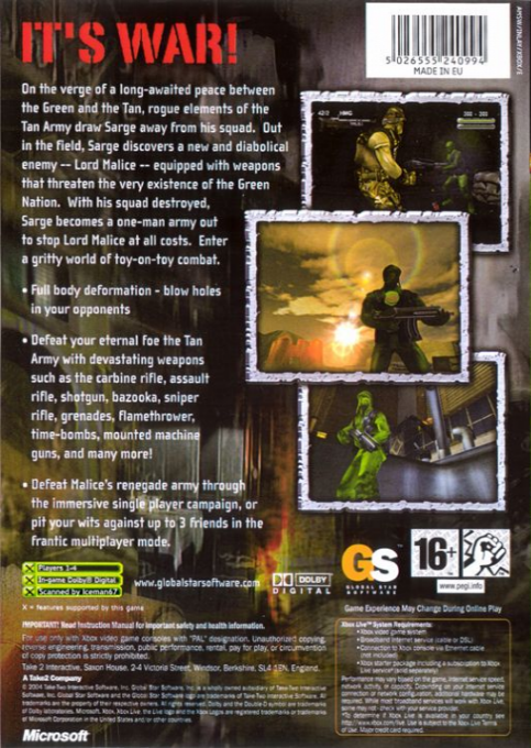 Army Men - Sarge's War — box-2D-back (AU)