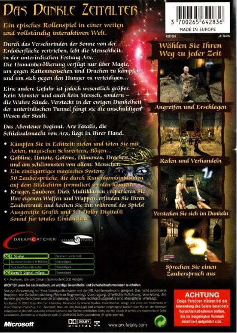 Arx Fatalis — box-2D-back (DE)