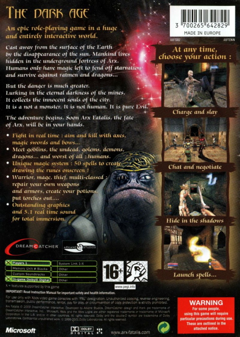 Arx Fatalis — box-2D-back (EU)