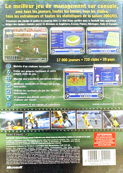 LMA Manager 2003 — box-2D-back (FR)