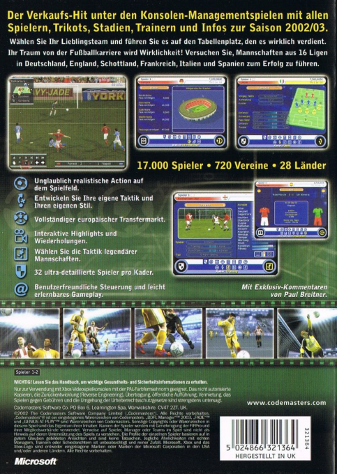 LMA Manager 2003 — box-2D-back (DE)