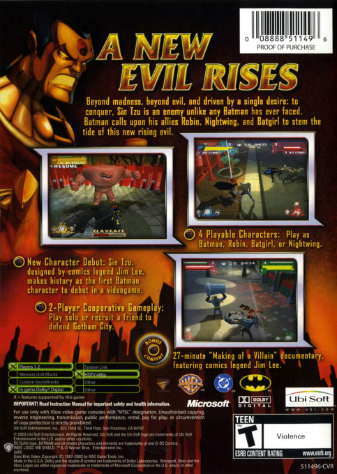 Batman - Rise Of Sin Tzu — box-2D-back (US)