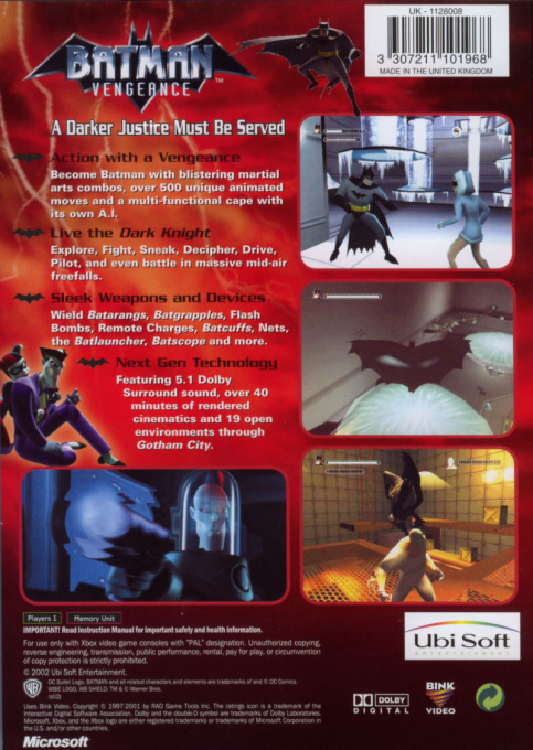 Batman - Vengeance — box-2D-back (UK)