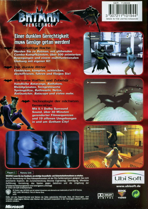 Batman - Vengeance — box-2D-back (DE)