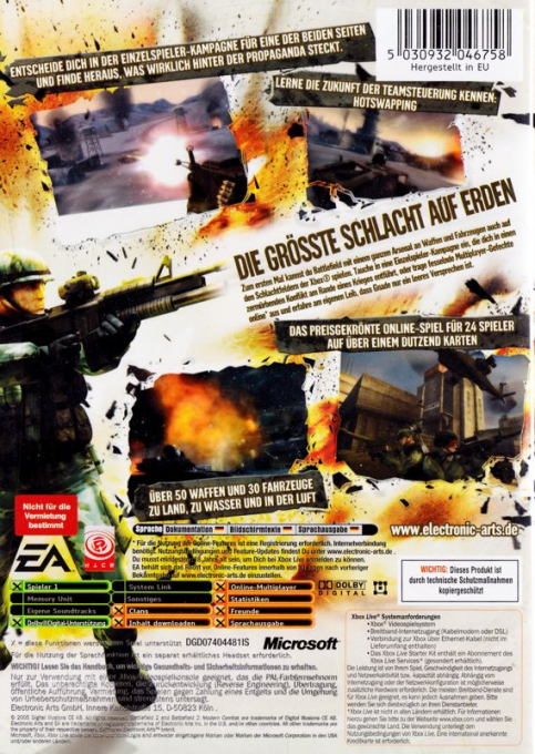 Battlefield 2 - Modern Combat — box-2D-back (DE)