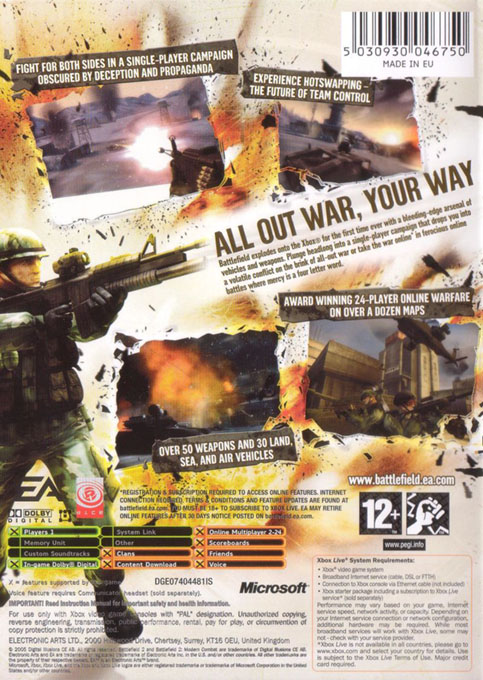 Battlefield 2 - Modern Combat — box-2D-back (EU)