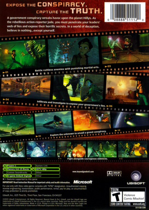 Beyond Good And Evil — box-2D-back (US)