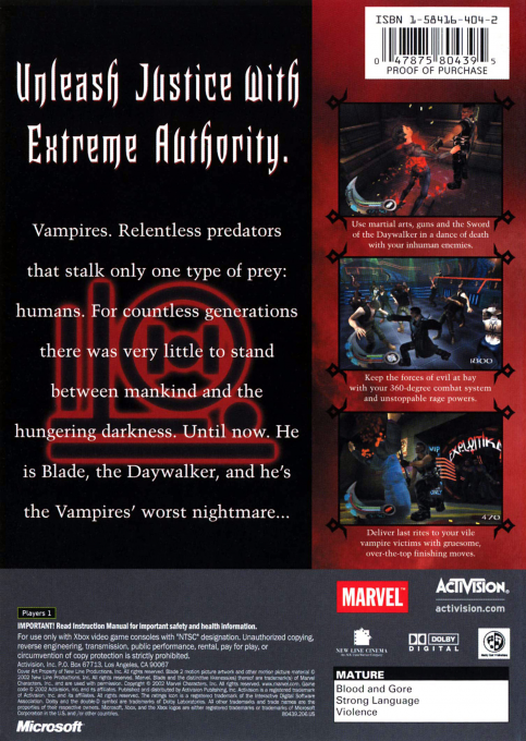 Blade 2 — box-2D-back (US)