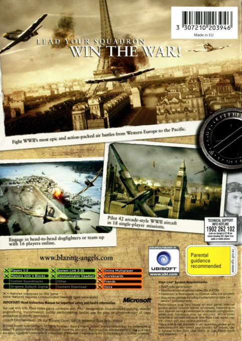 Blazing Angels - Squadrons Of WWII — box-2D-back (AU)