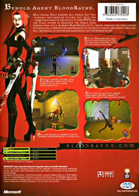 BloodRayne — box-2D-back (UK)