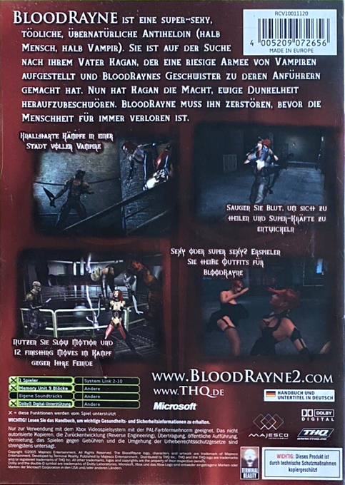 BloodRayne 2 — box-2D-back (DE)
