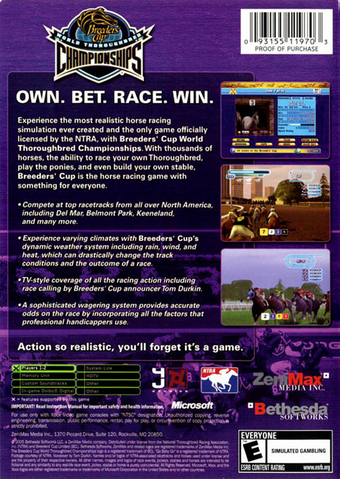 Breeders' Cup - World Thoroughbred Championships — box-2D-back (US)