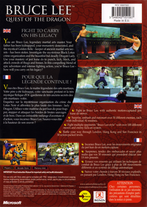 Bruce Lee - Quest Of The Dragon — box-2D-back (FR)