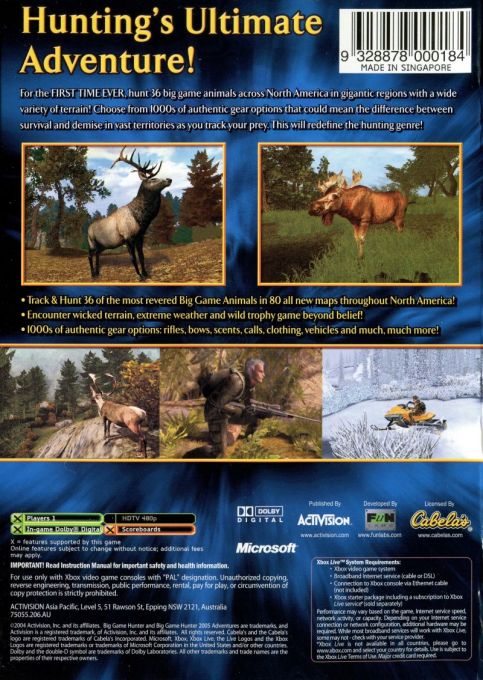 Cabela's Big Game Hunter 2005 Adventures — box-2D-back (AU)