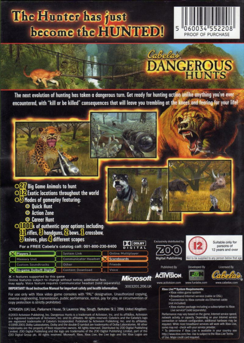 Cabela's Dangerous Hunts — box-2D-back (UK)