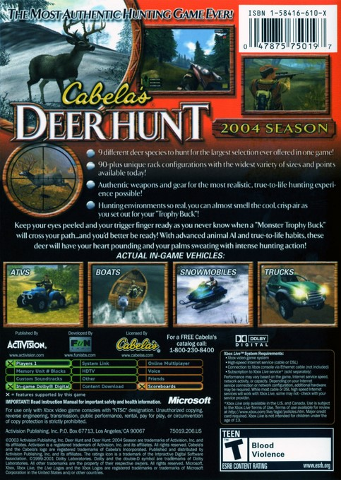 Cabela's Deer Hunt - 2004 Season — box-2D-back (US)