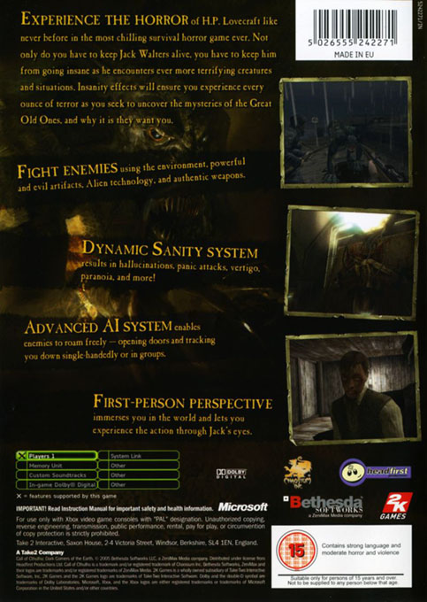 Call Of Cthulhu - Dark Corners Of The Earth — box-2D-back (UK)