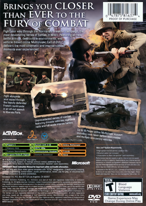 Call Of Duty 3 — box-2D-back (US)