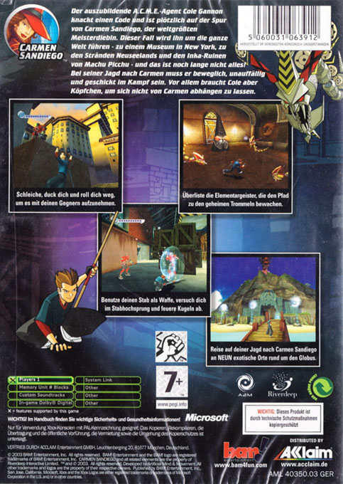 Carmen Sandiego - The Secret Of The Stolen Drums — box-2D-back (DE)
