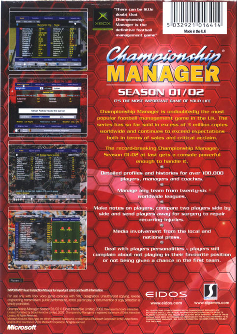 Championship Manager - Season 01-02 — box-2D-back (UK)