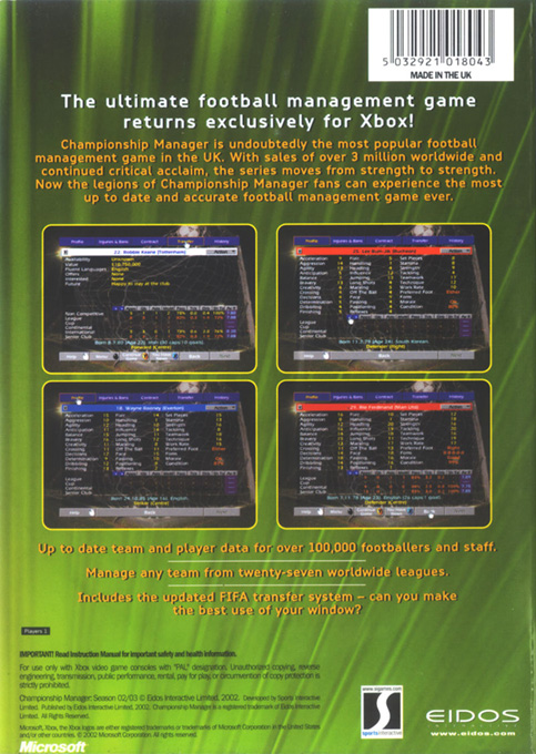 Championship Manager - Season 02-03 — box-2D-back (EU)