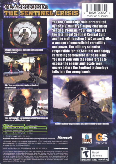 Classified - The Sentinel Crisis — box-2D-back (US)