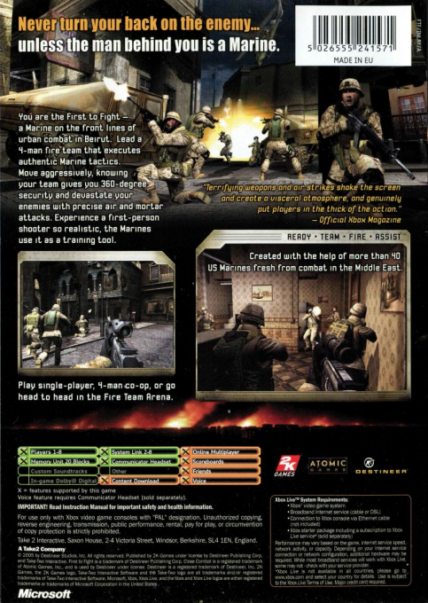 Close Combat - First To Fight — box-2D-back (AU)