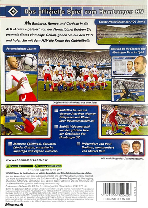 Club Football - Hamburger SV — box-2D-back (DE)