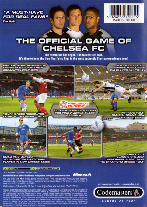 Club Football 2005 - Chelsea FC — box-2D-back (UK)