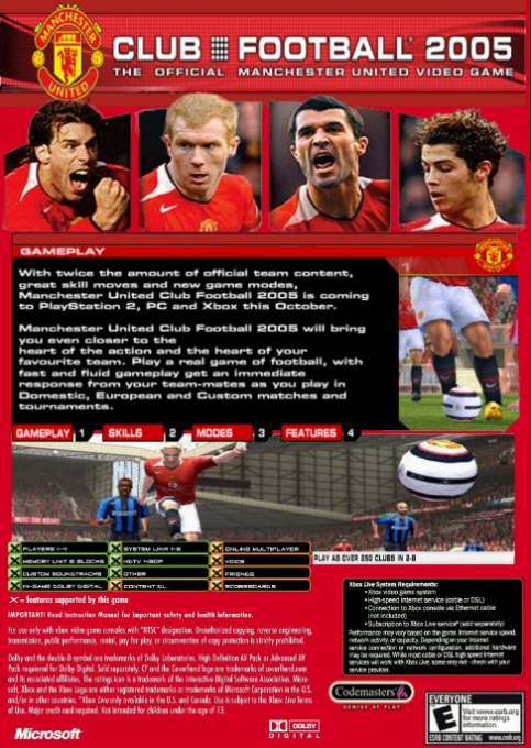 Club Football 2005 - Manchester United — box-2D-back (UK)