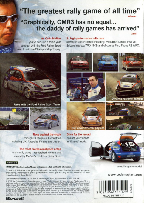 Colin McRae Rally 3 — box-2D-back (UK)