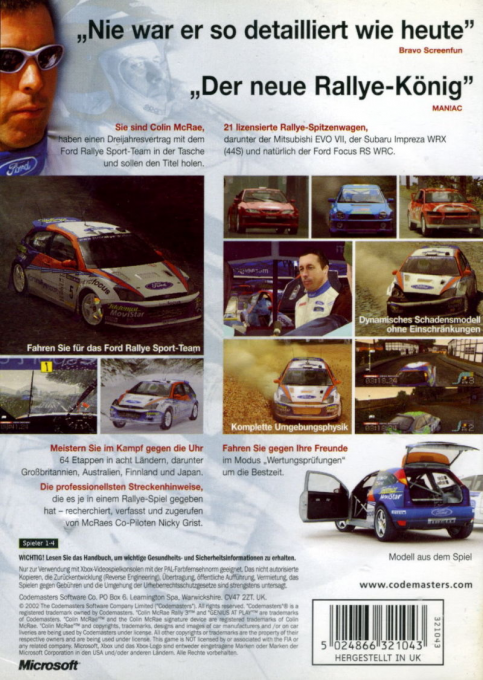 Colin McRae Rally 3 — box-2D-back (DE)