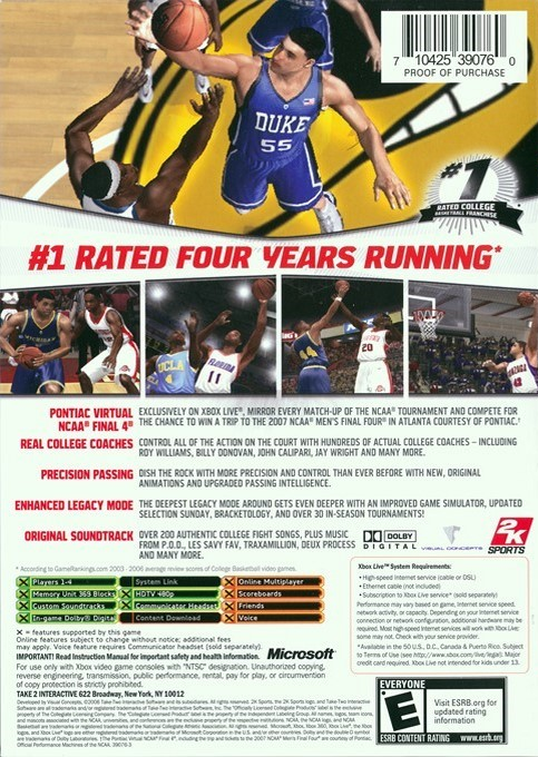 College Hoops NCAA 2K7 — box-2D-back (US)