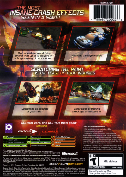 Crash 'N' Burn — box-2D-back (US)