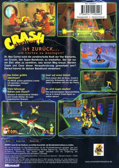Crash Bandicoot - The Wrath Of Cortex — box-2D-back (DE)