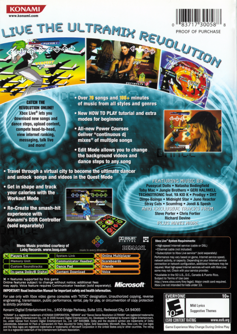 Dance Dance Revolution Ultramix 4 — box-2D-back (US)