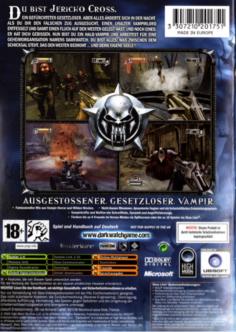 Darkwatch — box-2D-back (DE)