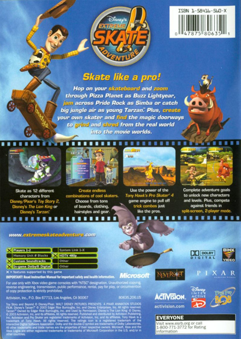 Disney's Extreme Skate Adventure — box-2D-back (US)