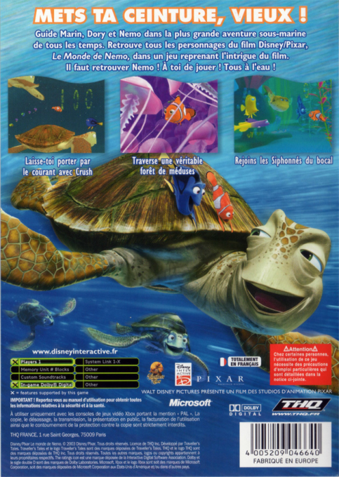 Monde De Nemo, Le — box-2D-back (FR)