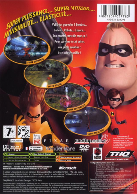 Incredibles, The — box-2D-back (FR)
