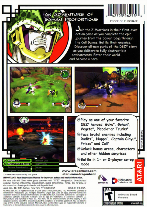Dragon Ball Z - Sagas — box-2D-back (US)