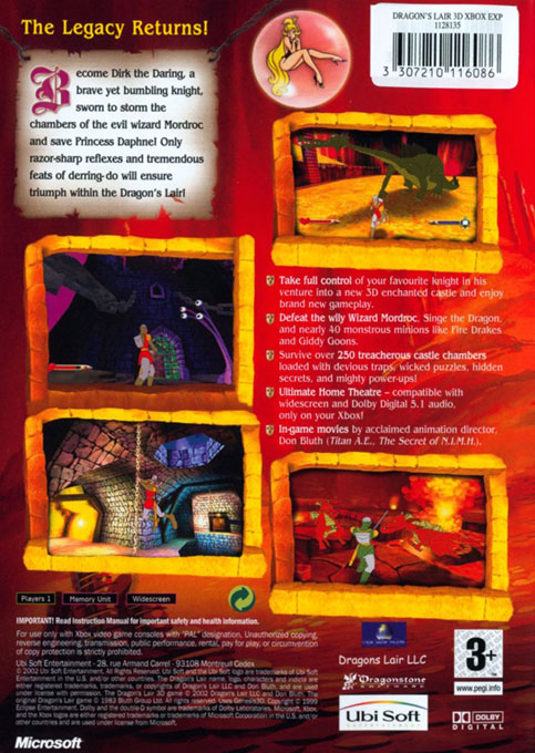 Dragon's Lair 3D - Return To The Lair — box-2D-back (EU)