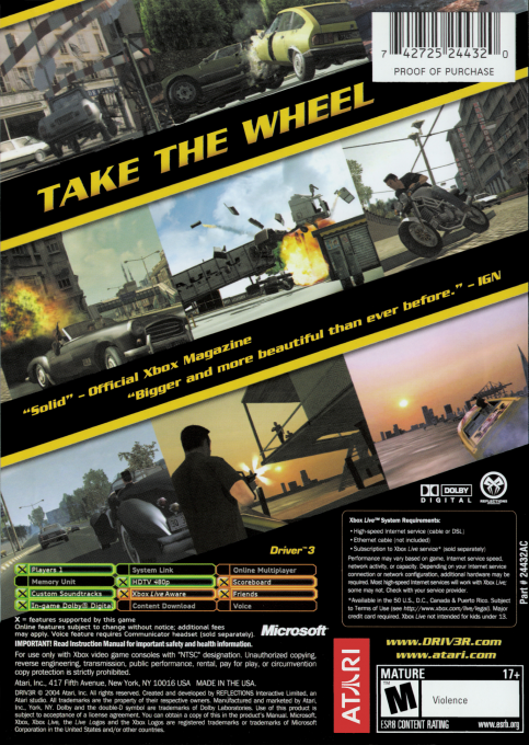 Driv3r — box-2D-back (US)