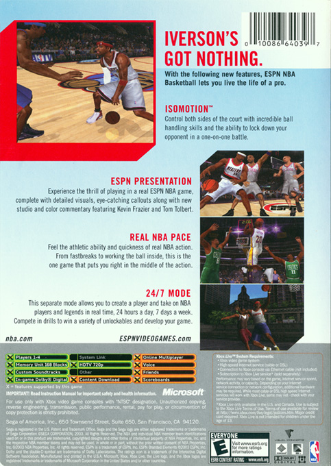 Espn Nba Basketball — box-2D-back (US)