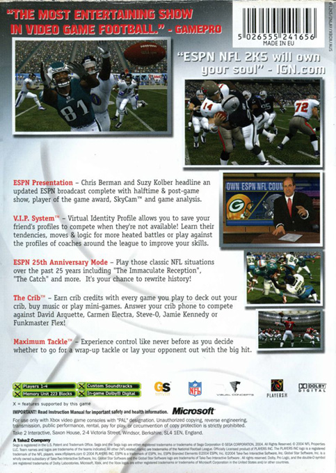 ESPN NFL 2K5 — box-2D-back (AU)