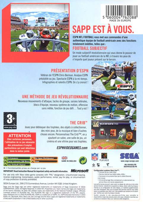 ESPN NFL Football — box-2D-back (FR)